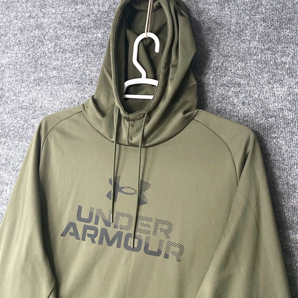 Under Armour Mens 3XL Olive Green Graphic Pullover Hoodie Loose Fit Performance